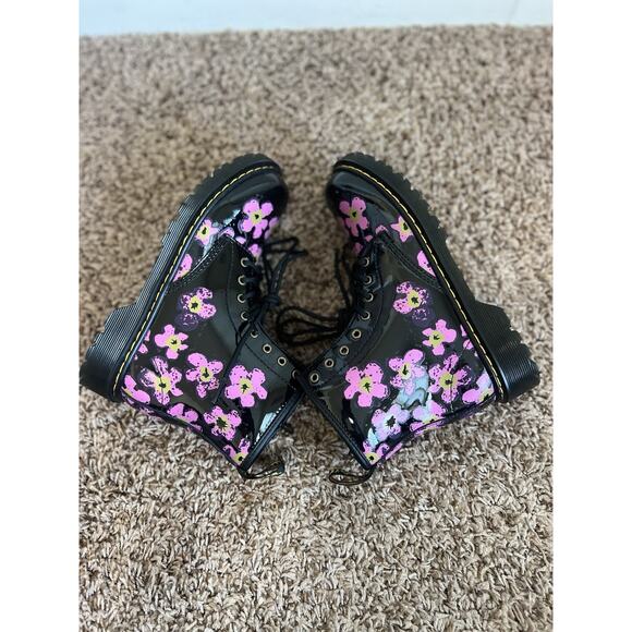 Dr Martens JUNIOR 1460 PANSY PATENT LEATHER LACE UP BOOTS Sz 5 L - Picture 7 of 9